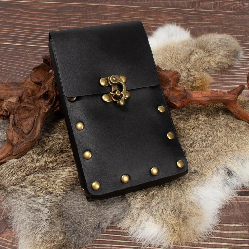 KOTORA Renaissance Belt Pouch Coin Purse Skirt Hike Set Medieval Festival Costume Halloween Accessories Casual Fanny Pack Waist Bag (Black) - Image 2